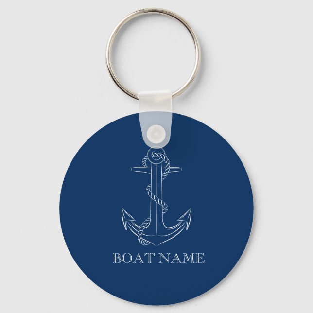 Nautical Spirit Anchor Navy Blue  Keychain (Front)