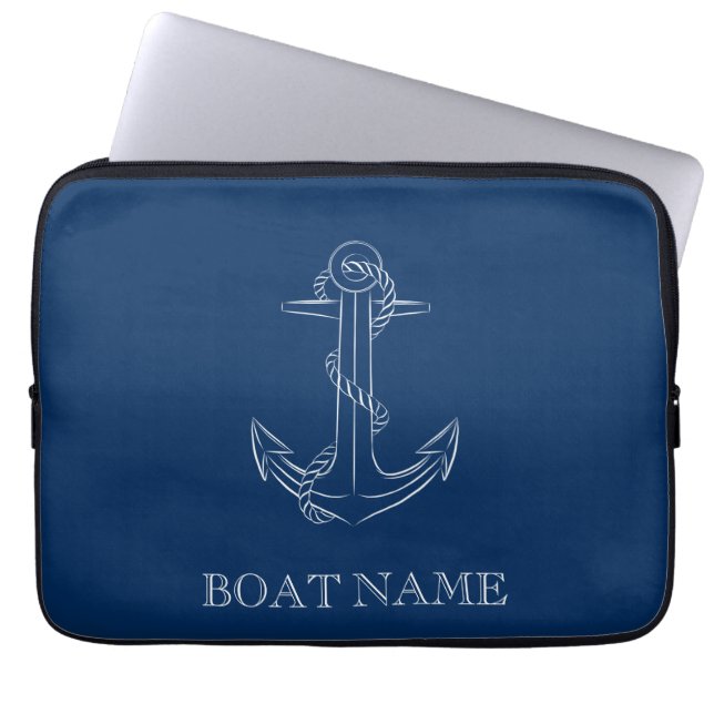 Nautical Spirit Anchor Navy Blue  Laptop Sleeve (Front)
