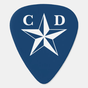 Nautical star custom monogram navy blue icon guitar pick