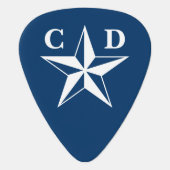 Nautical star custom monogram navy blue icon guitar pick (Front)