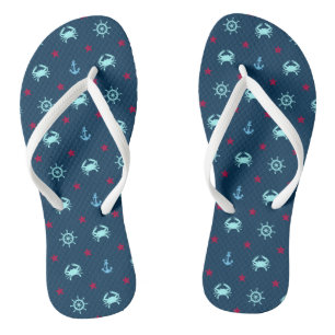 Nautical Star Pattern Flip Flops