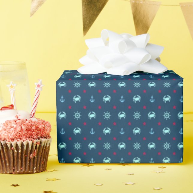 Nautical Star Pattern Wrapping Paper (Birthday Party)