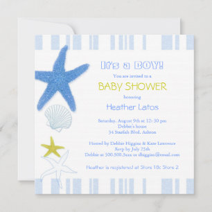 Nautical Starfish Baby Boy Baby Shower Invitation