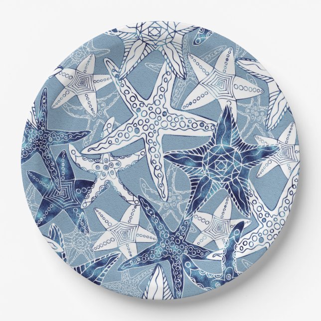 Nautical Starfish Collection - All Sizes Paper Plate (Front)