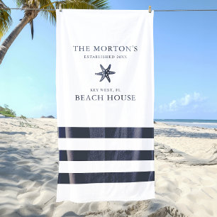 Nautical Starfish Family Beach House Beach Towel