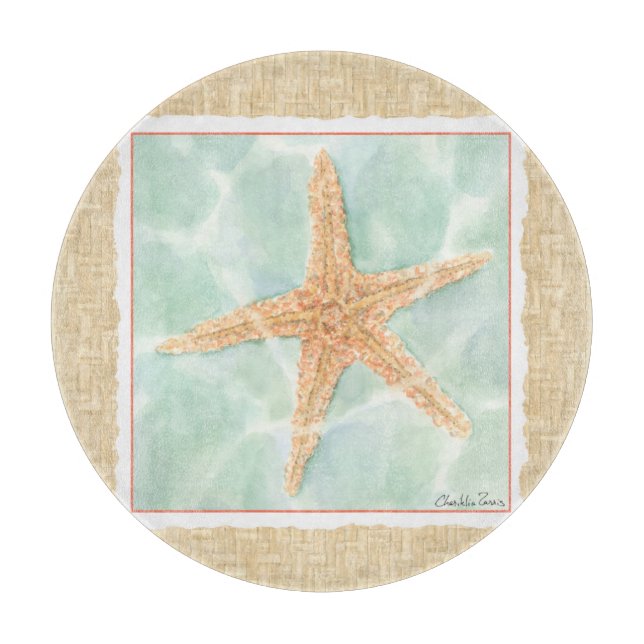 Nautical Starfish in Water Cutting Board (Front)