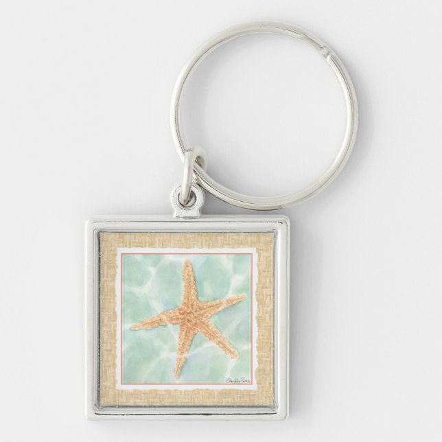 Nautical Starfish in Water Keychain (Front)