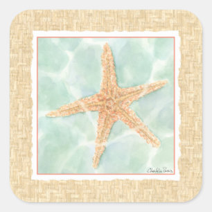 Nautical Starfish in Water Square Sticker