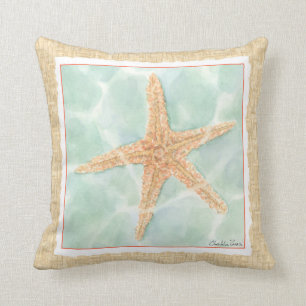 Nautical Starfish in Water Throw Pillow