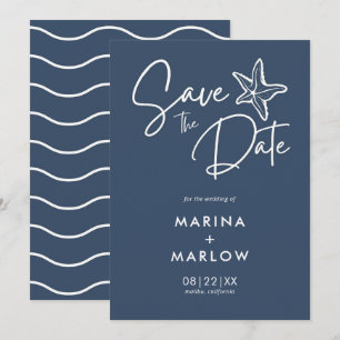 Nautical Starfish Navy White Stripe Wedding Save T The Date