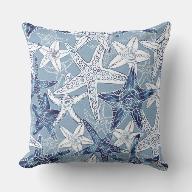 Nautical Starfish Outdoor Pillow (Front)