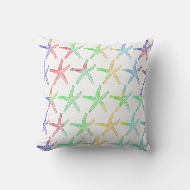 Nautical Starfish Patterns Ocean Colourful Cute  Outdoor Pillow (Front)