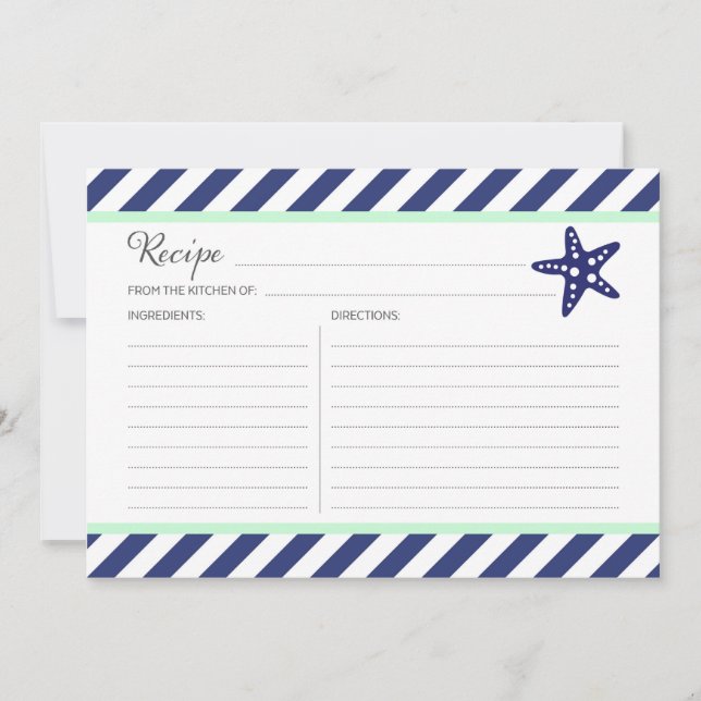 Nautical Starfish Recipe Card (Front)
