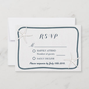 Nautical Starfish & Twine Frame Wedding RSVP Card