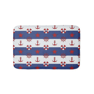 Nautical Stars And Stripes Pattern Bath Mat