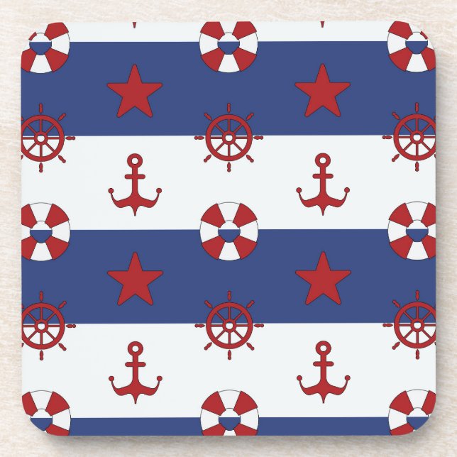 Nautical Stars And Stripes Pattern Coaster (Front)