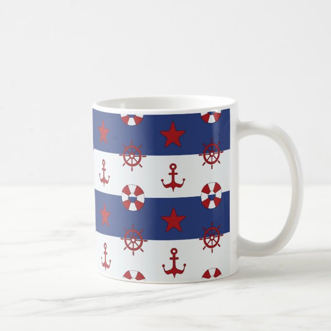Nautical Stars And Stripes Pattern Coffee Mug (Right)