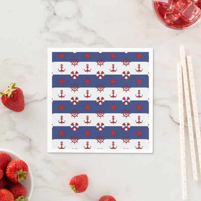 Nautical Stars And Stripes Pattern Napkin (Insitu)