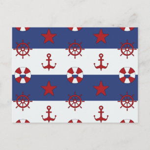Nautical Stars And Stripes Pattern Postcard