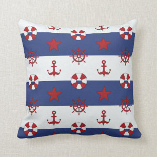 Nautical Stars And Stripes Pattern Throw Pillow