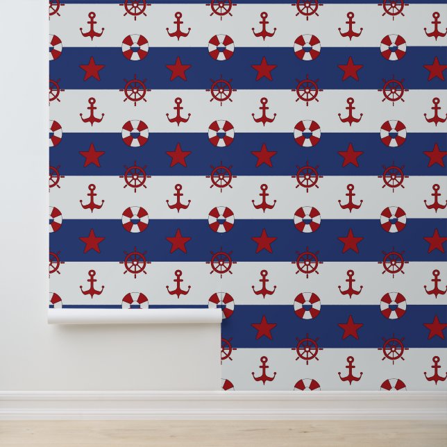Nautical Stars And Stripes Pattern Wallpaper (Application)