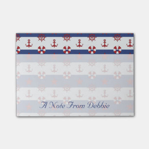 Nautical Stars & Stripes Pattern   Add Your Name Post-it Notes