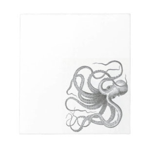 Nautical steampunk octopus Vintage book drawing Notepad