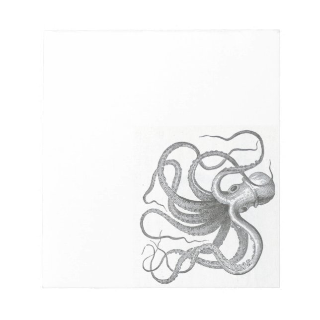 Nautical steampunk octopus Vintage book drawing Notepad (Front)