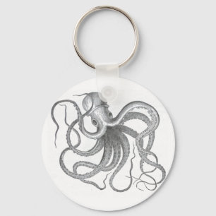 Nautical steampunk octopus vintage design keychain
