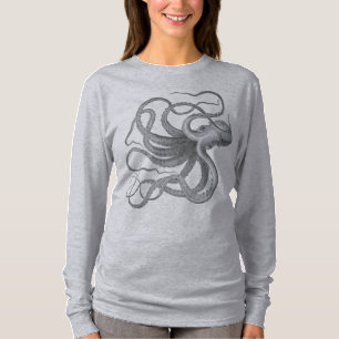 Nautical steampunk octopus Vintage kraken drawing T-Shirt