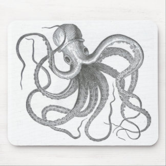 Nautical steampunk octopus vintage kraken sci fi mouse pad
