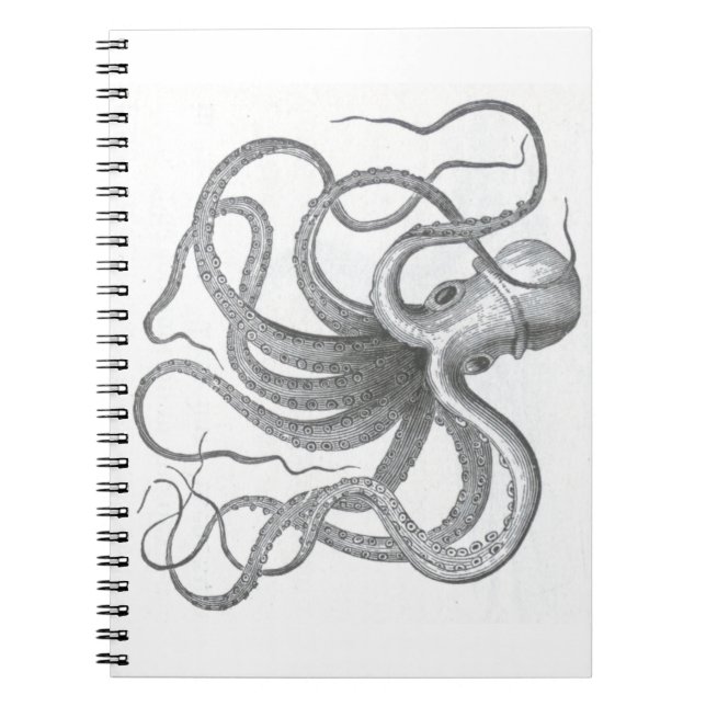 Nautical steampunk octopus vintage preppy kraken notebook (Front)