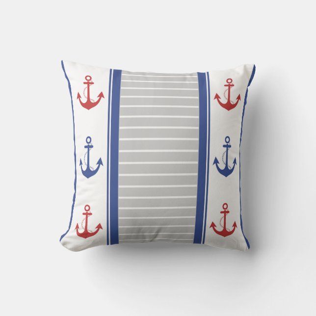 Nautical Stripe Design Throw Pillow (Front)