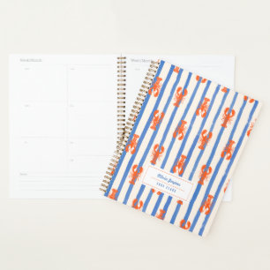 Nautical Stripe Lobster Personalized 2027 Monthly Planner