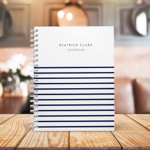 Nautical Stripe Navy Blue Stylish Trendy Journal