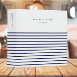 Nautical Stripe Navy Blue Stylish Trendy Modern Binder<br><div class="desc">A minimalist nautical stripe binder in navy blue on a crisp white background. The text can easily be customized for a design as unique as you are!</div>