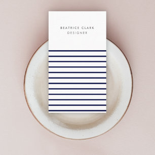 Nautical Stripe Navy Blue Stylish Trendy Modern Business Card
