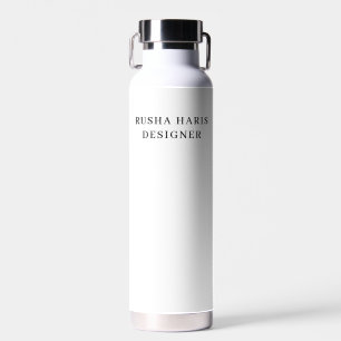 Nautical Stripe Navy Blue Trendy Modern Style Water Bottle