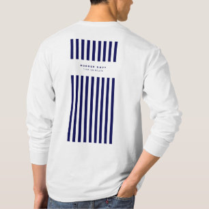 Nautical Stripe Navy Blue Trendy Stylish 9 Stripes T-Shirt