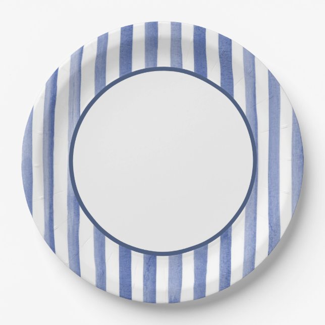 Nautical Stripe Paper Plate (Front)