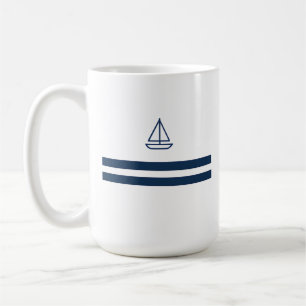 Nautical Stripe Sailboat Coffee Mug
