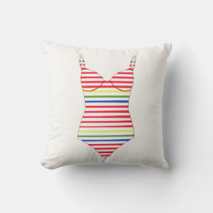 Nautical Stripe Swimsuit Throw Pillow