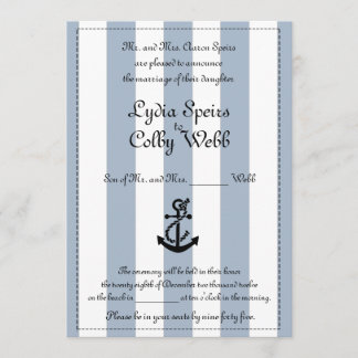 Nautical Stripe Wedding Announcement