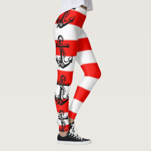 Nautical Striped Anchor Leggings