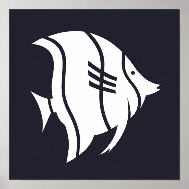 nautical striped FISH silhouette | Poster (Front)