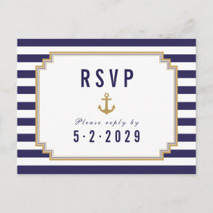 Nautical Striped RSVP Postcard Meal Choice