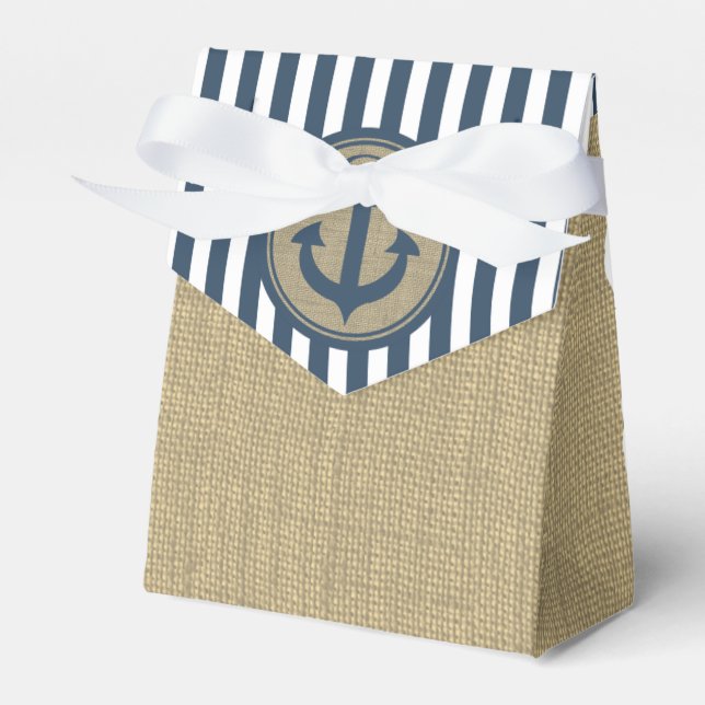 Nautical Stripes and Anchor Favor Box (Front Side)