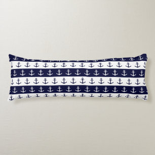 Nautical stripes and anchor pattern body pillow