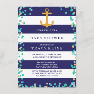 Nautical Stripes and Dots Baby Shower or Sprinkle Invitation