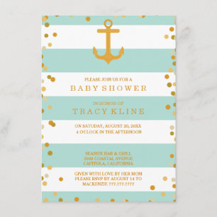 Nautical Stripes and Dots Baby Shower or Sprinkle Invitation